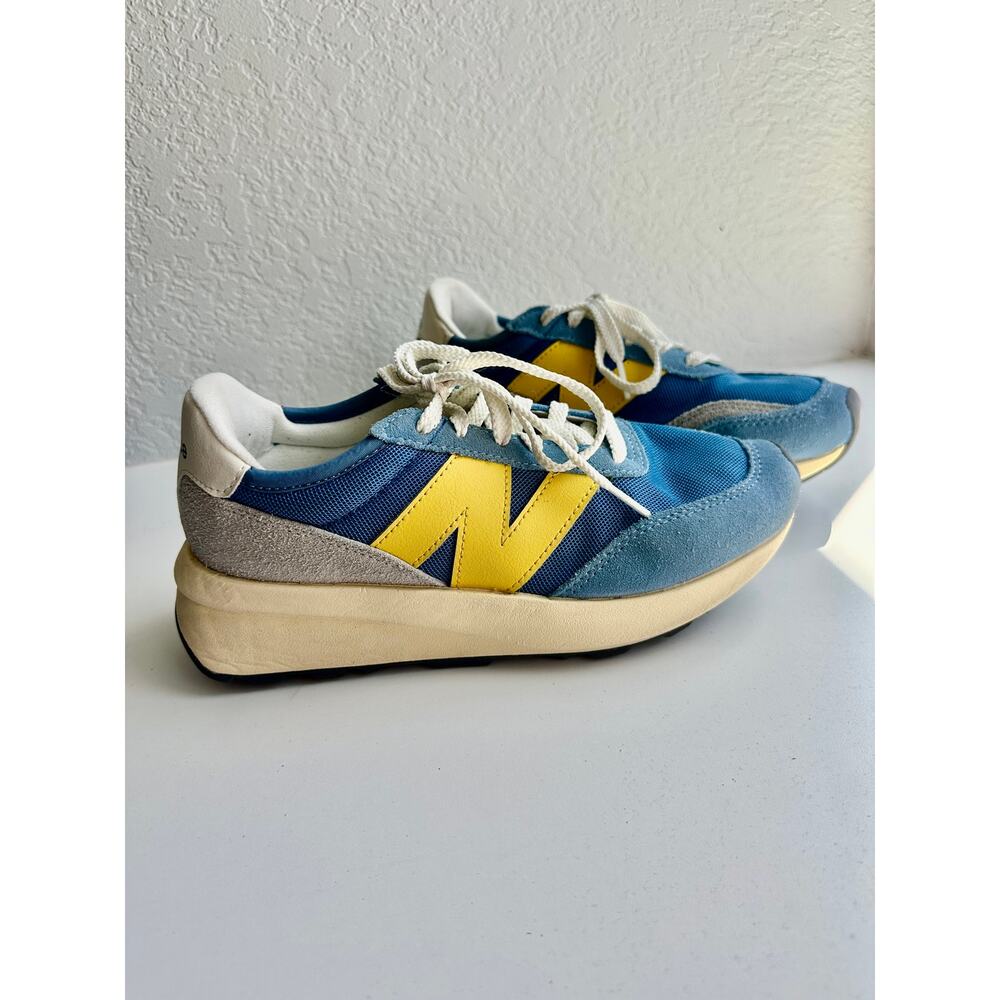 New Balance 370 Retro Runner Sneakers Blue Yellow Suede Mesh Dad Shoes